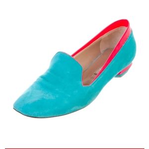 Nicholas Kirkwood Aqua suede flats 6.5